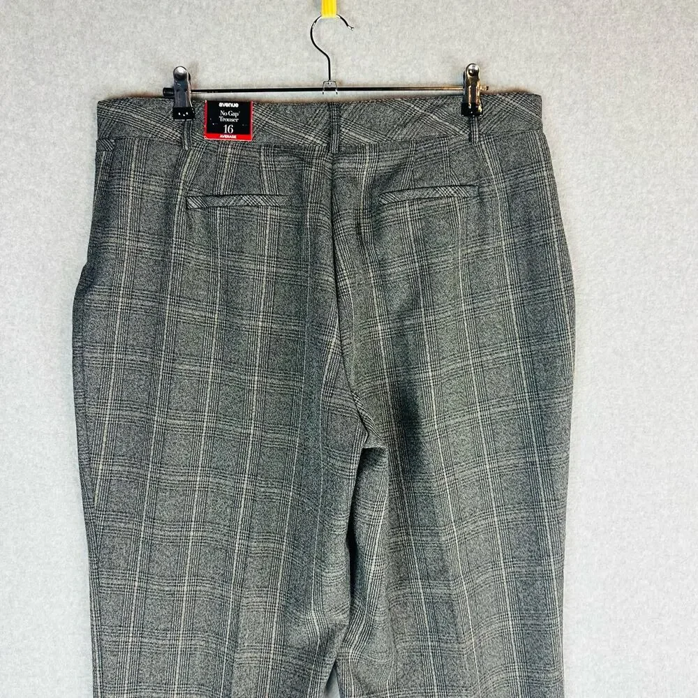 New Avenue Womans 16 Average Dress Pants No Gap Trouser Plaid Comfort Waist NWT
